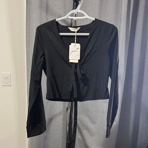 Commense Chic Black Long Sleeve Top